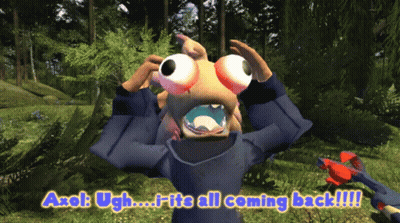 A Cartoon Character With Big Eyes And The Words Azok Ugh It 'S All Coming Back On The Bottom GIF