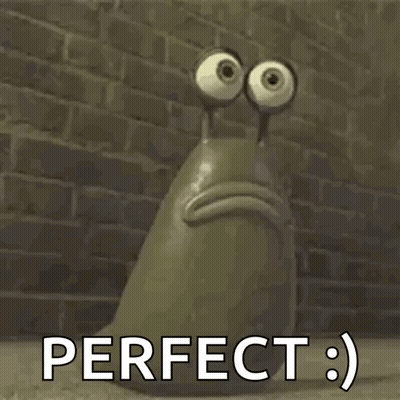 A Cartoon Character With Big Eyes Is Screaming And Saying `` Perfect ; '' GIF