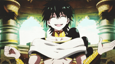 A Cartoon Character With Black Hair And A White Scarf Around His Neck GIF