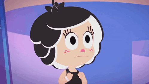 A Cartoon Character With Black Hair And White Highlights GIF