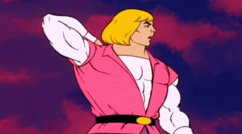 A Cartoon Character With Blonde Hair And A Pink Shirt GIF