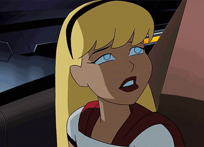 A Cartoon Character With Blonde Hair And Blue Eyes Is Looking Up GIF