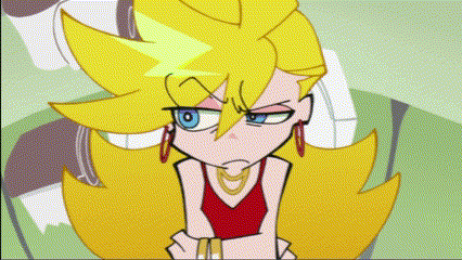 A Cartoon Character With Blonde Hair And Blue Eyes Is Making A Funny Face GIF