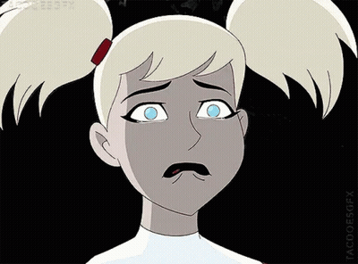 A Cartoon Character With Blonde Hair And Blue Eyes Is Making A Funny Face . GIF
