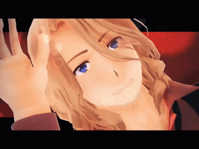 A Cartoon Character With Blonde Hair And Blue Eyes Is Making A Peace Sign GIF