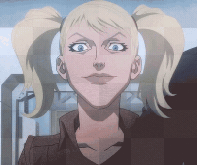 A Cartoon Character With Blonde Hair And Blue Eyes Is Smiling GIF