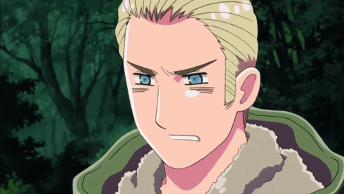 A Cartoon Character With Blonde Hair And Blue Eyes Looks Angry GIF