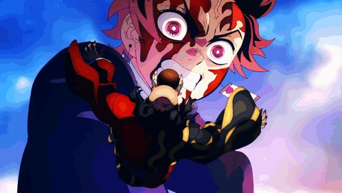 A Cartoon Character With Blood On His Face Holds A Card GIF