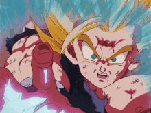 A Cartoon Character With Blood On His Face Is Pointing At Another Character GIF