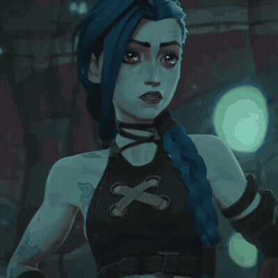 A Cartoon Character With Blue Hair And A Braided Ponytail GIF
