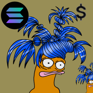 A Cartoon Character With Blue Hair And A Dollar Sign In Front Of Him GIF
