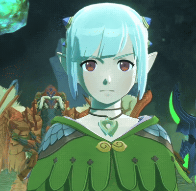 A Cartoon Character With Blue Hair And A Green Outfit GIF