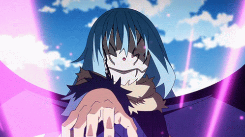 A Cartoon Character With Blue Hair And A White Mask On GIF
