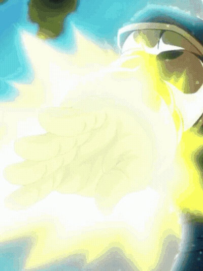 A Cartoon Character With Blue Hair And A Yellow Stripe GIF