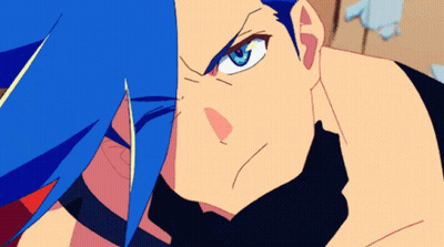A Cartoon Character With Blue Hair And Blue Eyes GIF