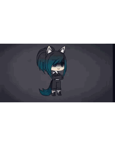 A Cartoon Character With Blue Hair And Ears Sticker