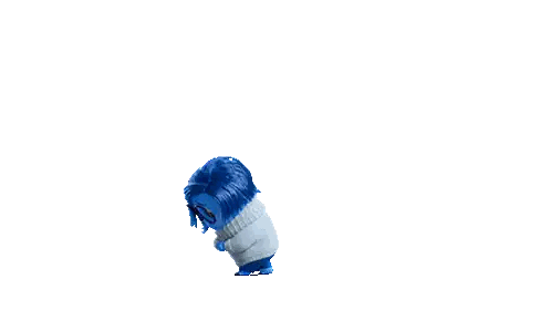 A Cartoon Character With Blue Hair And Glasses Is Standing With His Arms Crossed Sticker