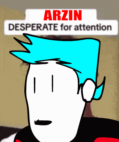 A Cartoon Character With Blue Hair And The Name Arzun On It GIF