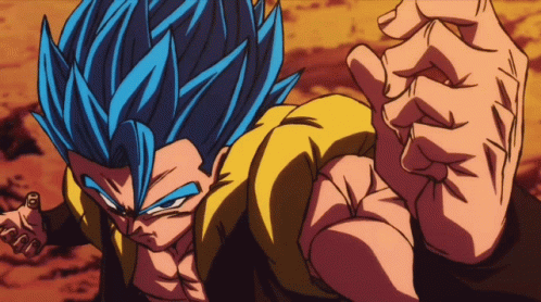 A Cartoon Character With Blue Hair And Yellow Jacket GIF
