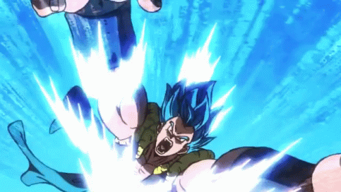 A Cartoon Character With Blue Hair Is Being Kicked By Another Character . GIF