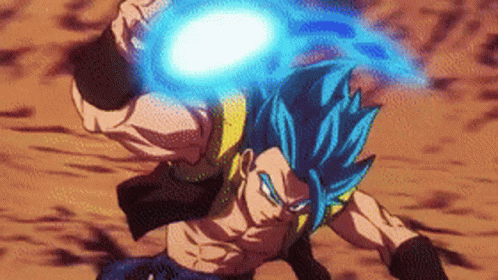 A Cartoon Character With Blue Hair Is Holding A Blue Light . GIF