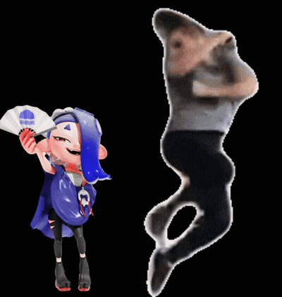 A Cartoon Character With Blue Hair Is Holding A Fan With A Blue Circle On It GIF