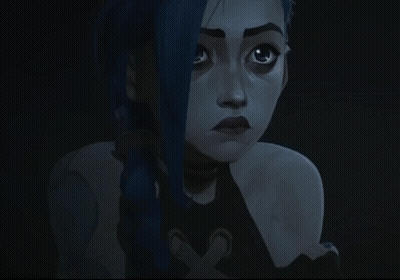 A Cartoon Character With Blue Hair Is Looking At Something GIF