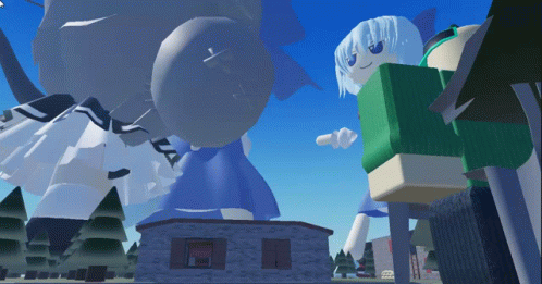 A Cartoon Character With Blue Hair Is Standing Next To Another Cartoon Character With White Hair GIF