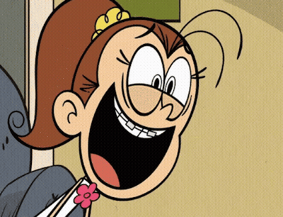 A Cartoon Character With Braces And A Flower Around Her Neck Is Smiling GIF