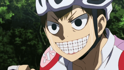 A Cartoon Character With Braces On His Teeth Is Wearing A White Helmet GIF