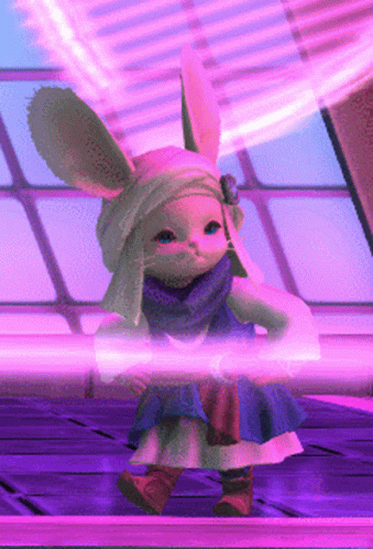 A Cartoon Character With Bunny Ears And A Scarf Around Her Neck GIF