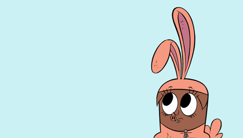 A Cartoon Character With Bunny Ears And The Word Monday In Orange GIF