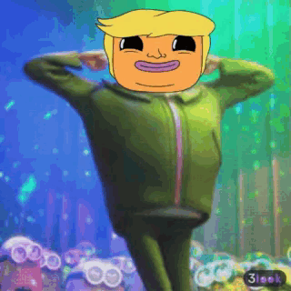 A Cartoon Character With Donald Trump 'S Face Is Standing In The Water GIF