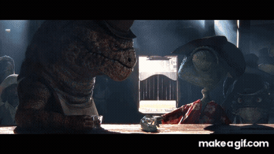 A Cartoon Character With Flames Coming Out Of Its Mouth Is Sitting At A Bar GIF