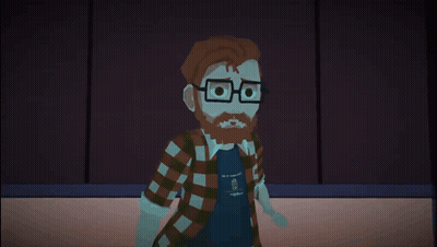 A Cartoon Character With Glasses And A Beard Is Making A Stop Gesture GIF