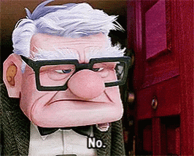A Cartoon Character With Glasses And A Big Nose Says " No " GIF