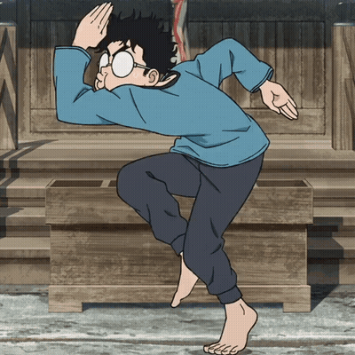 A Cartoon Character With Glasses And A Blue Shirt GIF