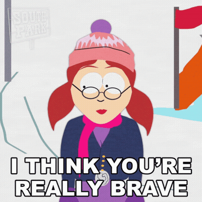 A Cartoon Character With Glasses And A Hat Says I Think You 'Re Really Brave GIF
