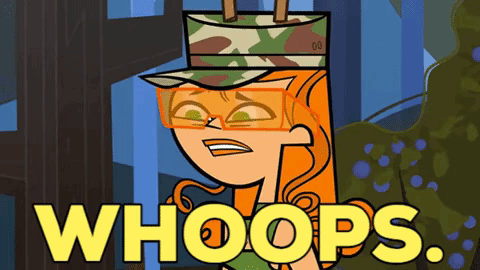 A Cartoon Character With Glasses And A Hat Says " Whoops " GIF