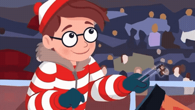 A Cartoon Character With Glasses And A Red And White Striped Outfit GIF