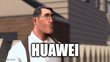 A Cartoon Character With Glasses And Suspenders Is Standing In Front Of A Building And Says Huawei GIF