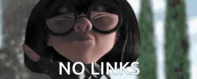 A Cartoon Character With Glasses And The Words No Links On Her Face GIF