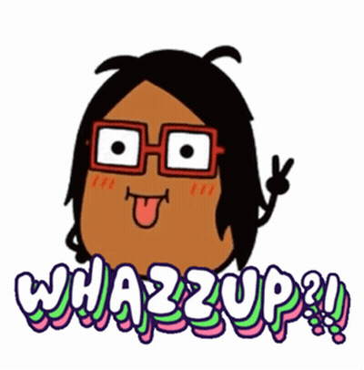A Cartoon Character With Glasses And The Words Whatzzup GIF