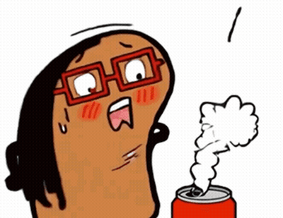 A Cartoon Character With Glasses Is Drinking From A Can Of Soda GIF