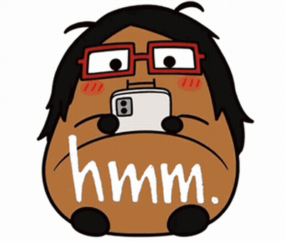 A Cartoon Character With Glasses Is Holding A Cell Phone And The Word Hmm Is Written On It GIF