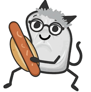 A Cartoon Character With Glasses Is Holding A Hot Dog Bun GIF