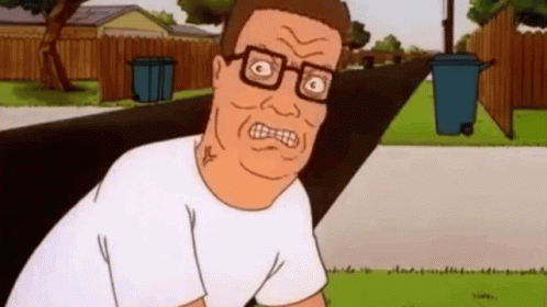 A Cartoon Character With Glasses Is Making A Funny Face While Standing On The Sidewalk . GIF