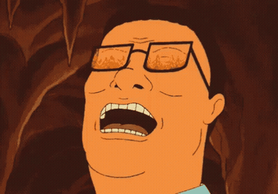 A Cartoon Character With Glasses Is Making A Funny Face With His Mouth Open GIF