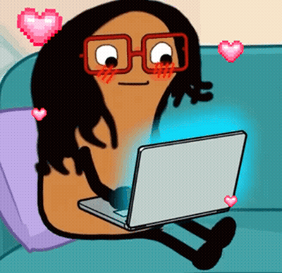 A Cartoon Character With Glasses Is Using A Laptop GIF