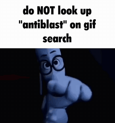 A Cartoon Character With Glasses Says Do Not Look Up ' Antiblast ' On Gif Search GIF